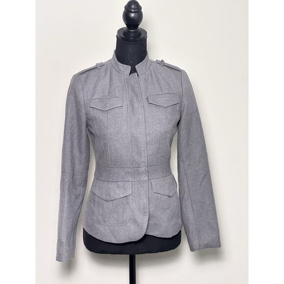 Banana Republic Women’s Military Style Gray Fitted Jacket Size 0P - Picture 5 of 16